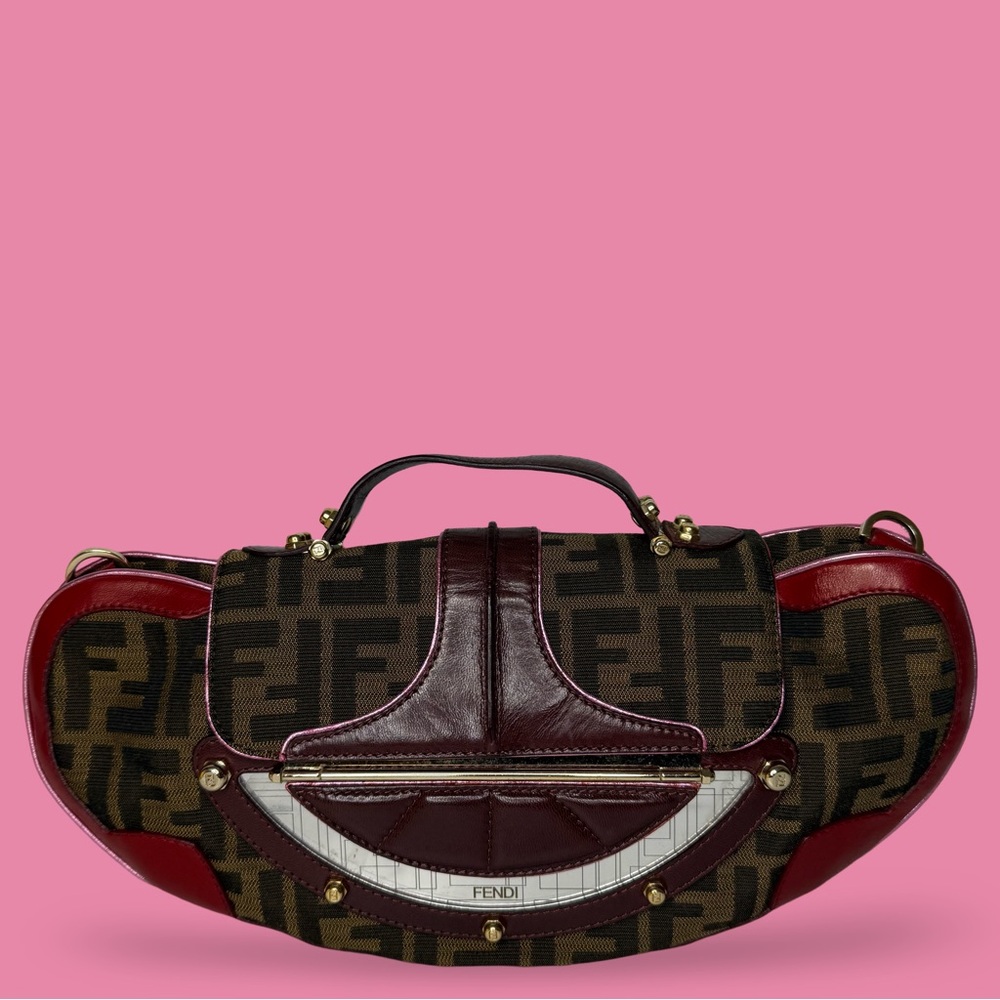 Fendi Zucca Vanity Mirror Clutch Tobacco Pink - Picture 2 of 13